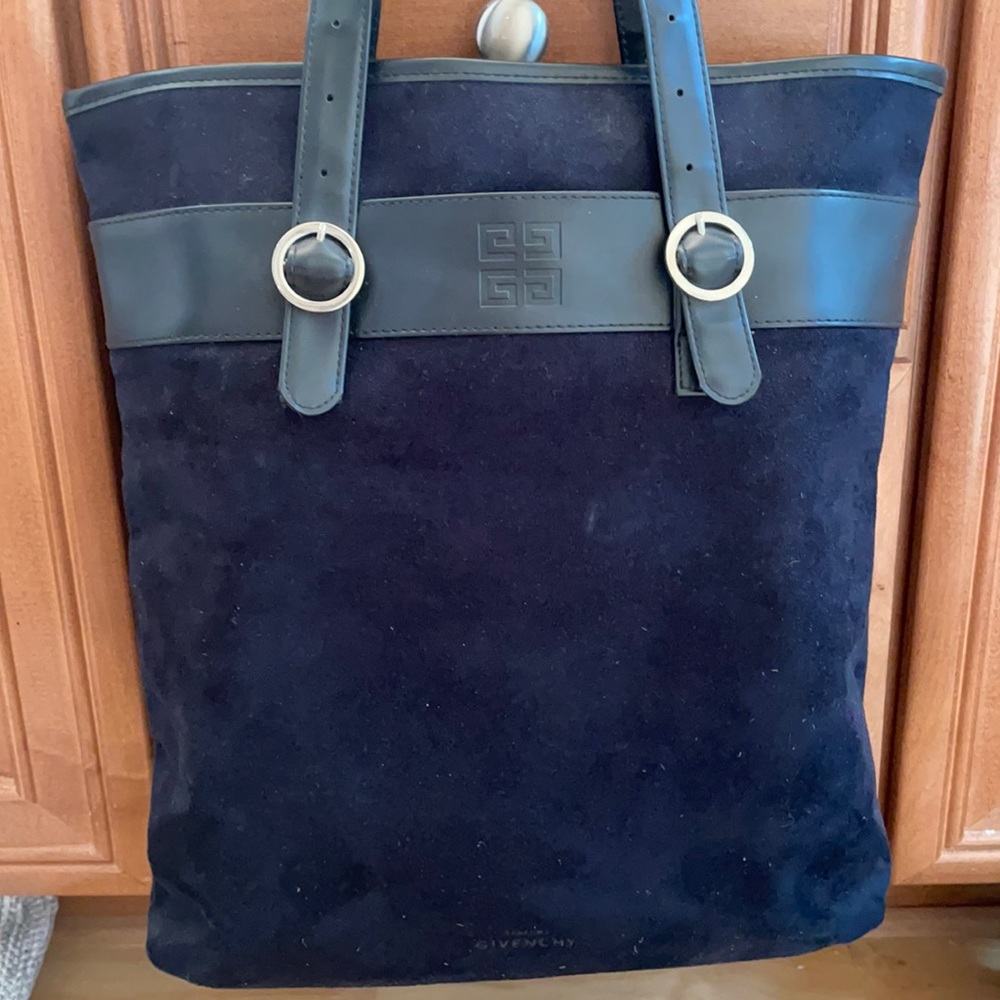 Givenchy black velvet/leather bag purse tote